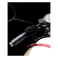 Trip Machine, leather handlebar grip wraps - Black Perorated